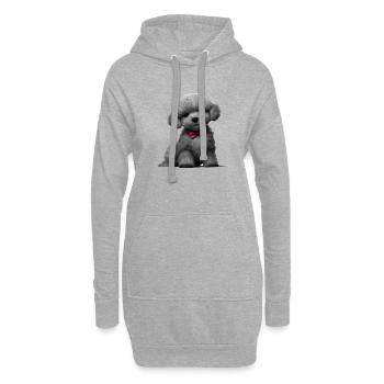 Hundehalter Pudel mit Fliege Pudelwelpe Hundewelpe - Hoodie-Kleid - Grau meliert - Vorne