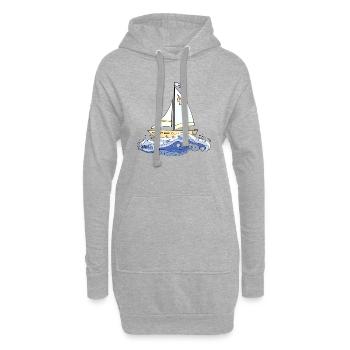 Segelboot - Hoodie-Kleid - Grau meliert - Vorne