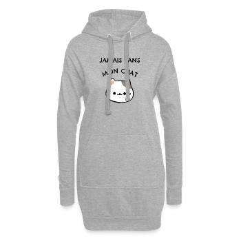 jamais sans mon chat - Sweat-shirt à capuche long Femme - gris chiné - Devant