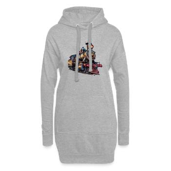 Rauchender Schornstein einer Dampflok - Hoodie-Kleid - Grau meliert - Vorne
