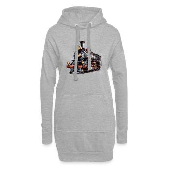 Die Dampflock, ein historisches Relikt - Hoodie-Kleid - Grau meliert - Vorne