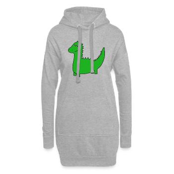 Kleiner freundlicher Dino - Hoodie-Kleid - Grau meliert - Vorne
