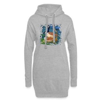 Oiseaux - Sweat-shirt à capuche long Femme - gris chiné - Devant