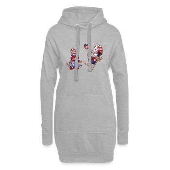 Männlicher und weiblicher Gnom des 4. Juli - Hoodie-Kleid - Grau meliert - Vorne
