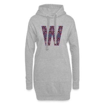 Monogramm Buchstabe W - geometrisches Muster - Hoodie-Kleid - Grau meliert - Vorne