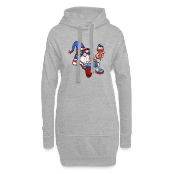 4. Juli Zwerg mit Eis - Hoodie-Kleid - Grau meliert - Vorne