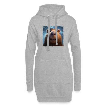capybara mignon - Sweat-shirt à capuche long Femme - gris chiné - Devant