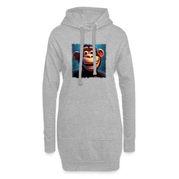 lustiger Affe - Hoodie-Kleid - Grau meliert - Vorne
