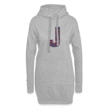 Monogramme Lettre J - design coloré boho - Sweat-shirt à capuche long Femme - gris chiné - Devant