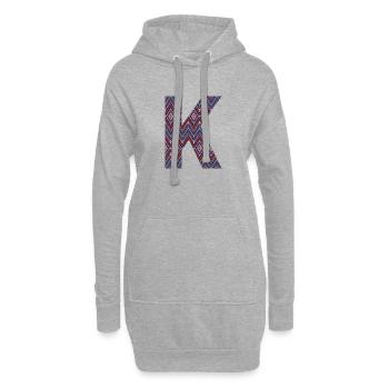 Monogramm Buchstabe K - geometrisches Muster - Hoodie-Kleid - Grau meliert - Vorne