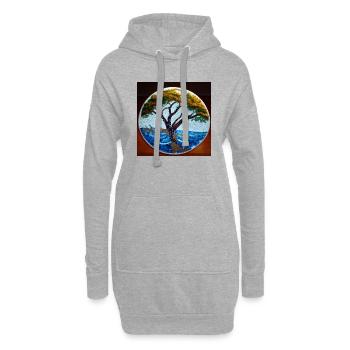 Wurzeln des Seins - Hoodie-Kleid - Grau meliert - Vorne