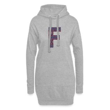 Monogramm Buchstabe F - geometrisches Muster - Hoodie-Kleid - Grau meliert - Vorne