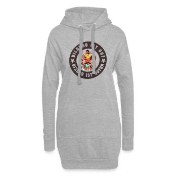 L’éducation est bonne, le biceps est un bon humour fitness - Sweat-shirt à capuche long Femme - gris chiné - Devant