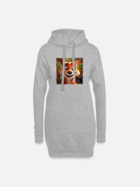 niedlicher Fuchs - Hoodie-Kleid - Grau meliert