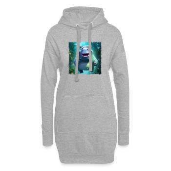 süßes Hippo - Hoodie-Kleid - Grau meliert - Vorne