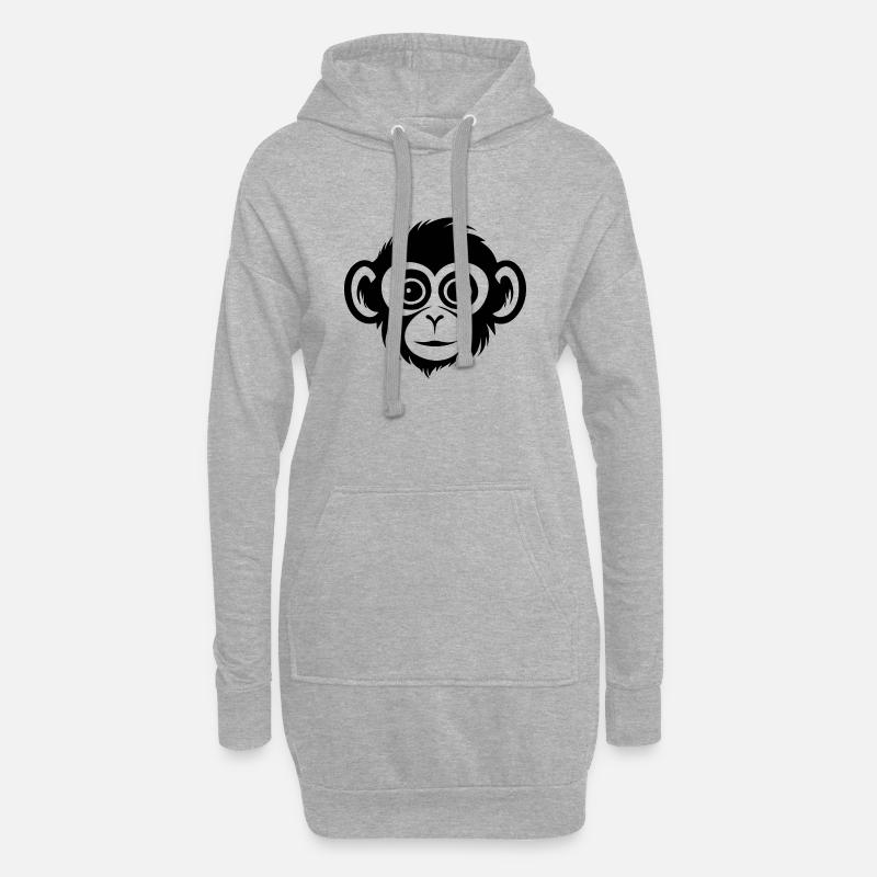 Monkey Monkey Monkey Face Jungle - Hoodie Dress - heather grey