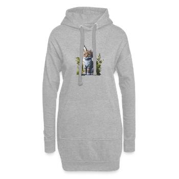Petit lynx - Sweat-shirt à capuche long Femme - gris chiné - Devant