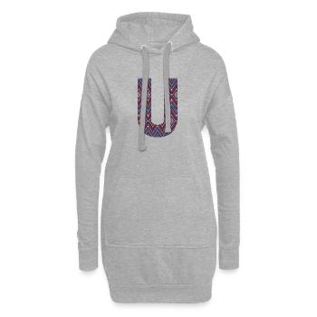 Monogramm Buchstabe U- geometrisches Muster - Hoodie-Kleid - Grau meliert - Vorne