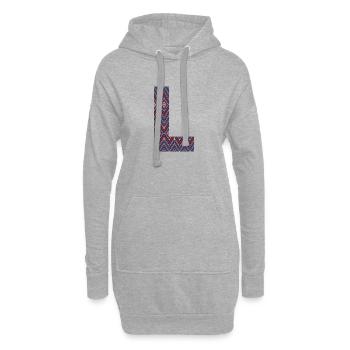 Monogramm Buchstabe L - geometrisches Muster - Hoodie-Kleid - Grau meliert - Vorne