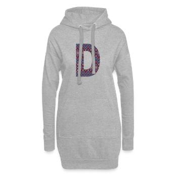 Monogramm Buchstabe D - geometrisches Muster - Hoodie-Kleid - Grau meliert - Vorne