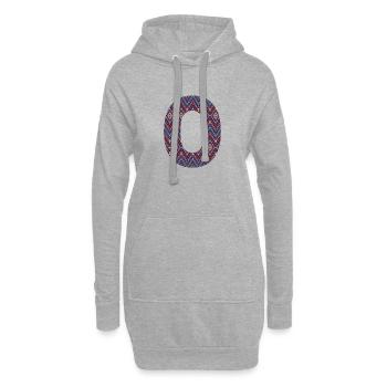 Monogramm Buchstabe O - geometrisches Muster - Hoodie-Kleid - Grau meliert - Vorne