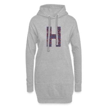 Monogramm Buchstabe H - geometrisches Muster - Hoodie-Kleid - Grau meliert - Vorne
