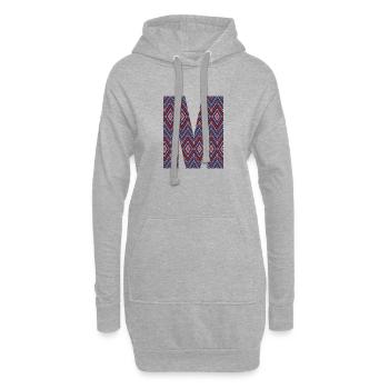 Monogramm Buchstabe M - geometrisches Muster - Hoodie-Kleid - Grau meliert - Vorne