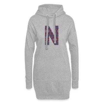 Monogramm Buchstabe N - geometrisches Muster - Hoodie-Kleid - Grau meliert - Vorne
