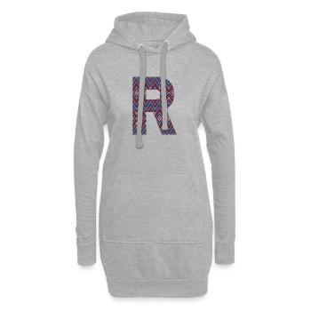 Monogramm Buchstabe R - geometrisches Muster - Hoodie-Kleid - Grau meliert - Vorne