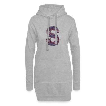 Monogramm Buchstabe S - geometrisches Muster - Hoodie-Kleid - Grau meliert - Vorne