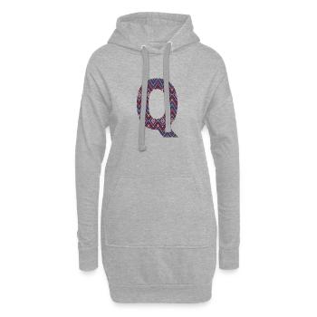 Monogramm Buchstabe Q - geometrisches Muster - Hoodie-Kleid - Grau meliert - Vorne