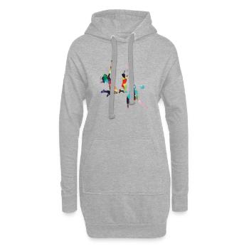 volley-ball,volleyballer,beachball,graffiti,coloré - Sweat-shirt à capuche long Femme - gris chiné - Devant