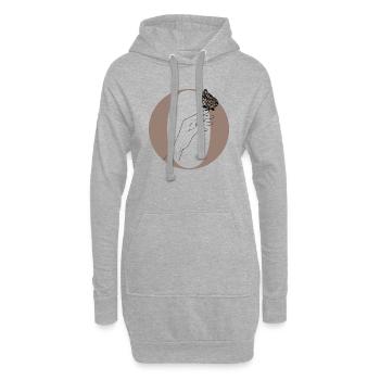 lettre o papillon magique - Sweat-shirt à capuche long Femme - gris chiné - Devant