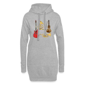 Instruments de musique - Sweat-shirt à capuche long Femme - gris chiné - Devant