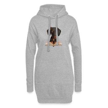 Dobermann Buch lesen Dobermannwelpe Bücher Hund - Hoodie-Kleid - Grau meliert - Vorne