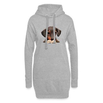 Dachshund Buch lesen Hunde Dackelwelpe Bücher Hund - Hoodie-Kleid - Grau meliert - Vorne