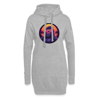 Synthwave gorilla Sunset - Hoodie-Kleid - Grau meliert - Vorne