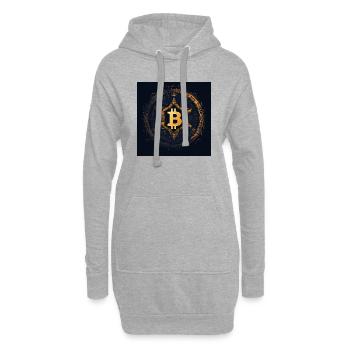 Logo Bitcoin Moderne Élégant Desgin Noir Or - Sweat-shirt à capuche long Femme - gris chiné - Devant