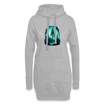 Magischer Wald - Hoodie-Kleid - Grau meliert - Vorne