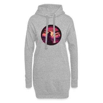 Synthwave Samurai with katana - Hoodie-Kleid - Grau meliert - Vorne