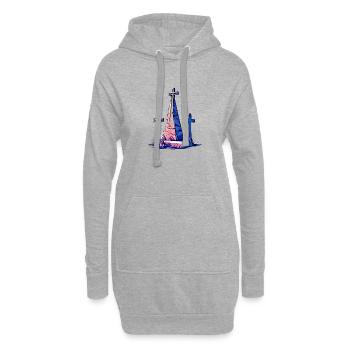 Tombe 3 croix - Sweat-shirt à capuche long Femme - gris chiné - Devant
