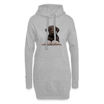 Labradorbesitzer Buch lesen Labrador Retriever - Hoodie-Kleid - Grau meliert - Vorne
