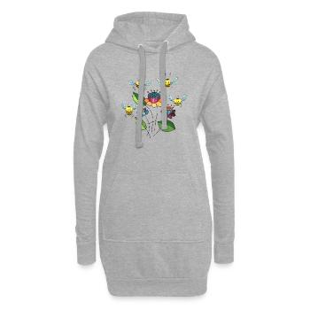 Bienen - Hoodie-Kleid - Grau meliert - Vorne