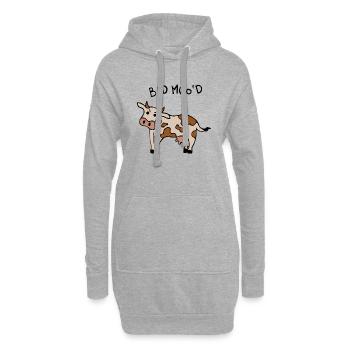 Vache de mauvaise humeur - Sweat-shirt à capuche long Femme - gris chiné - Devant