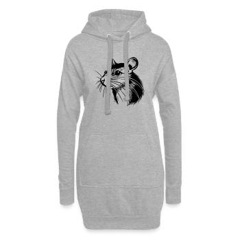 Ratte Maus Nagetier Ratten - Hoodie-Kleid - Grau meliert - Vorne