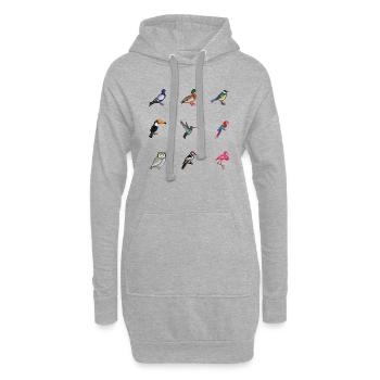 Vögel - Hoodie-Kleid - Grau meliert - Vorne