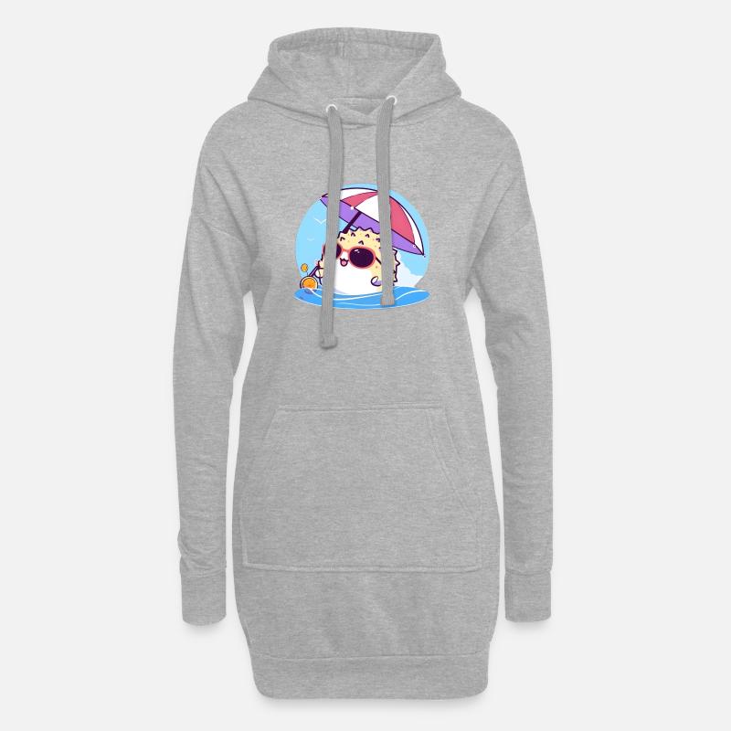 Kugelfisch-Paradies - Hoodie-Kleid - Grau meliert