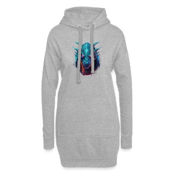 Techno-Drache - Der Cyberpunk-Mythos - Hoodie-Kleid - Grau meliert - Vorne