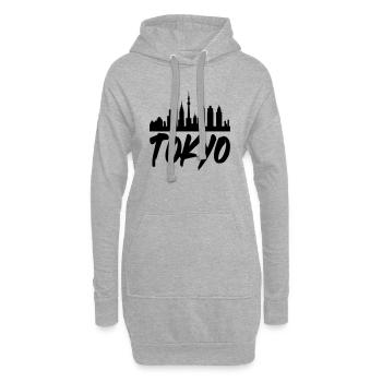 Tokyo Skyline - Sweat-shirt à capuche long Femme - gris chiné - Devant