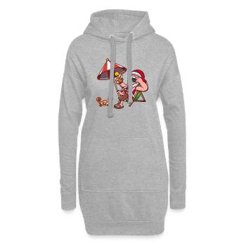 Tropischer Weihnachtsmann - Hoodie-Kleid - Grau meliert - Vorne
